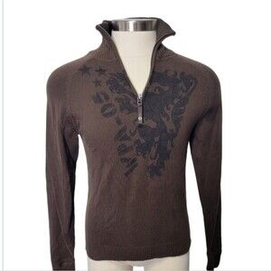 Guess brown quarter zip pull on sweater size M cotton men
